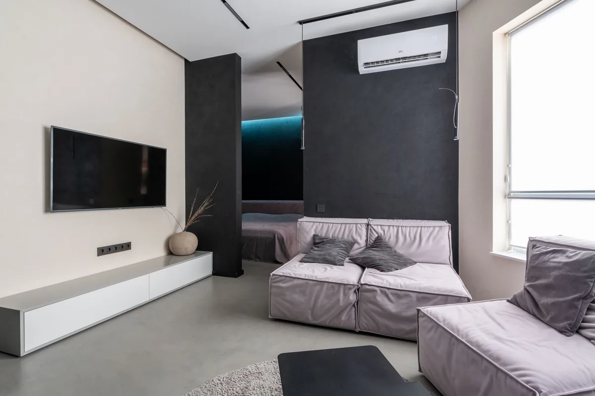 Airconditioning in de woonkamer van een appartement